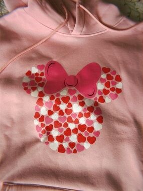 Disney Pink Heart Minnie Graphic Cowl Neck Sweatshirt